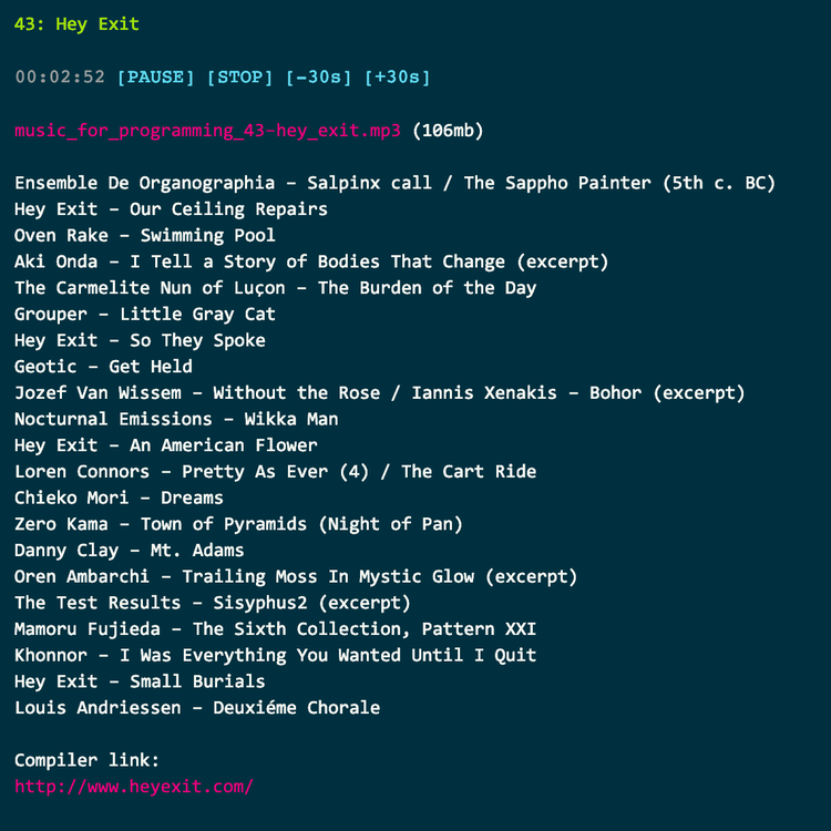 Hey Exit – Music for Programming